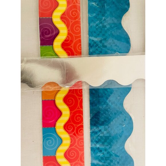 Teacher Bulletin Board Borders Pack 114 Ft Scalloped Straight Edge Borders New - Picture 6 of 8